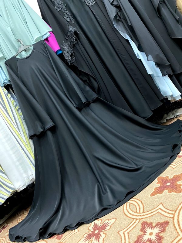 midnight silk flare abaya